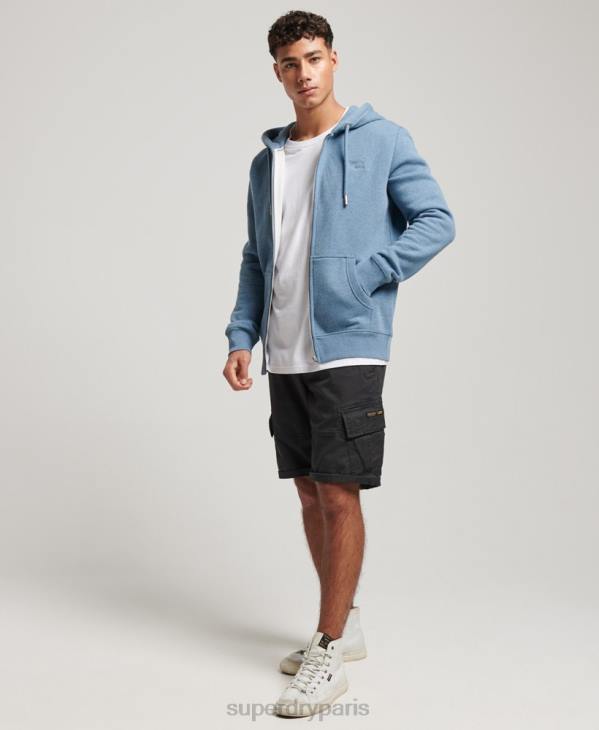 Superdry Hommes sweat à capuche zippé à logo brodé D64Z627 vêtements bleu clair