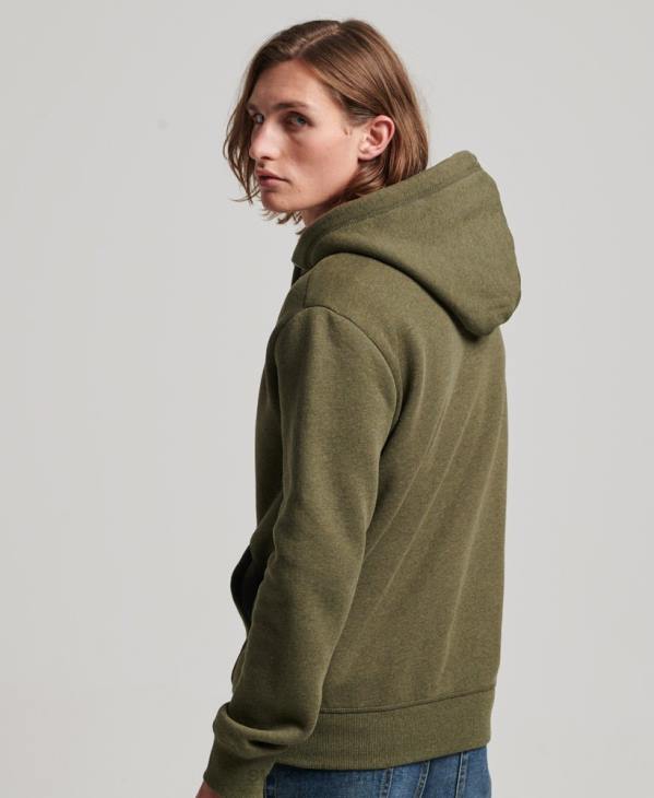 Superdry Hommes sweat à capuche zippé à logo brodé D64Z703 vêtements kaki