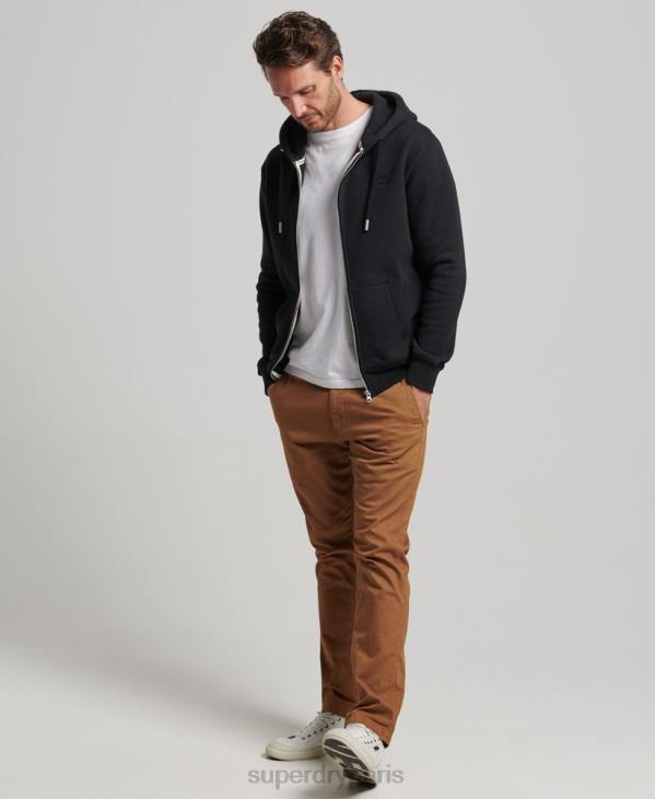 Superdry Hommes sweat à capuche zippé à logo brodé D64Z731 vêtements noir