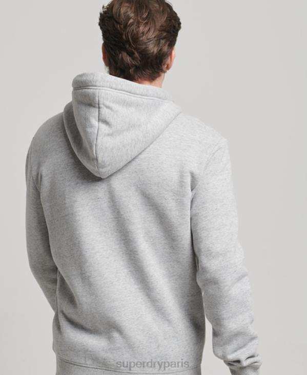 Superdry Hommes sweat à capuche zippé à logo brodé D64Z792 vêtements gris