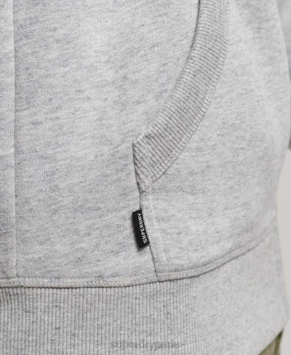 Superdry Hommes sweat à capuche zippé à logo brodé D64Z792 vêtements gris