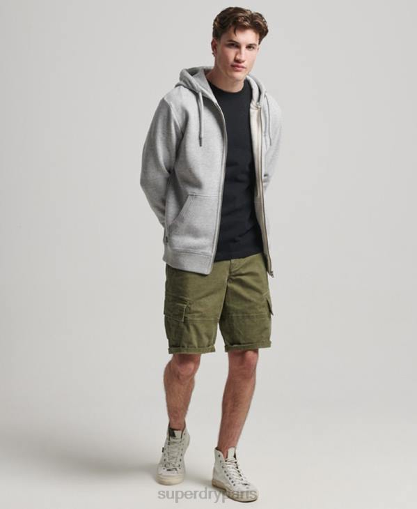 Superdry Hommes sweat à capuche zippé à logo brodé D64Z792 vêtements gris