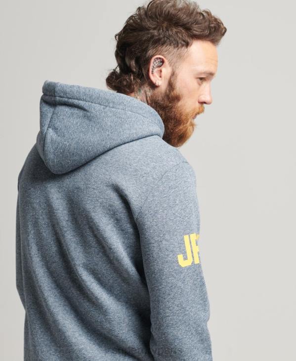 Superdry Hommes sweat à capuche zippé à logo graphique classique D64Z5120 vêtements bleu