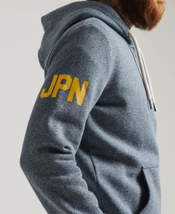 Superdry Hommes sweat à capuche zippé à logo graphique classique D64Z5120 vêtements bleu