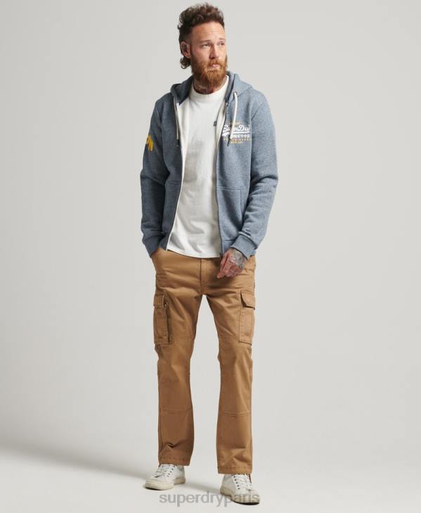 Superdry Hommes sweat à capuche zippé à logo graphique classique D64Z5120 vêtements bleu