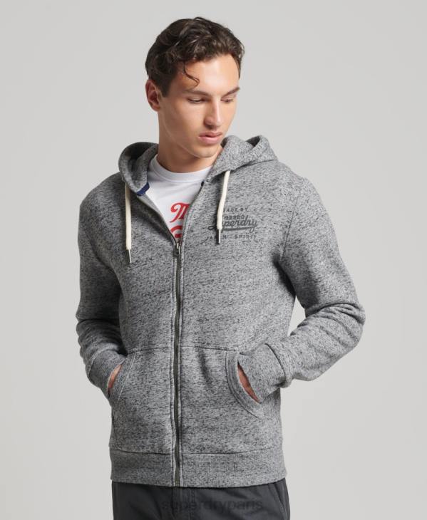 Superdry Hommes sweat à capuche zippé style script D64Z892 vêtements gris clair