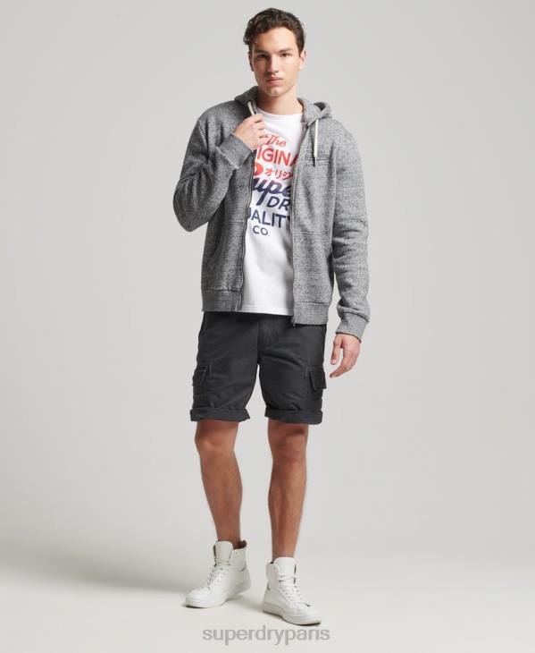 Superdry Hommes sweat à capuche zippé style script D64Z892 vêtements gris clair