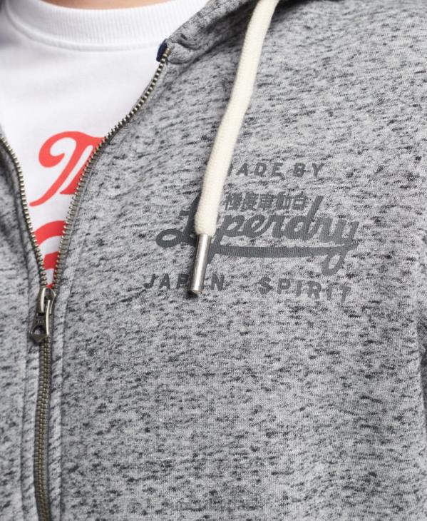 Superdry Hommes sweat à capuche zippé style script D64Z892 vêtements gris clair