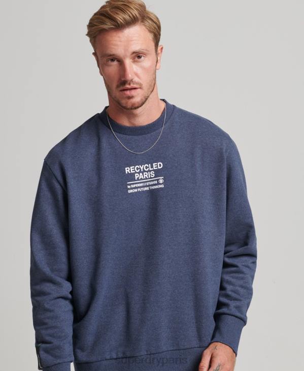 Superdry Hommes sweat city crew recyclé D64Z5011 vêtements bleu