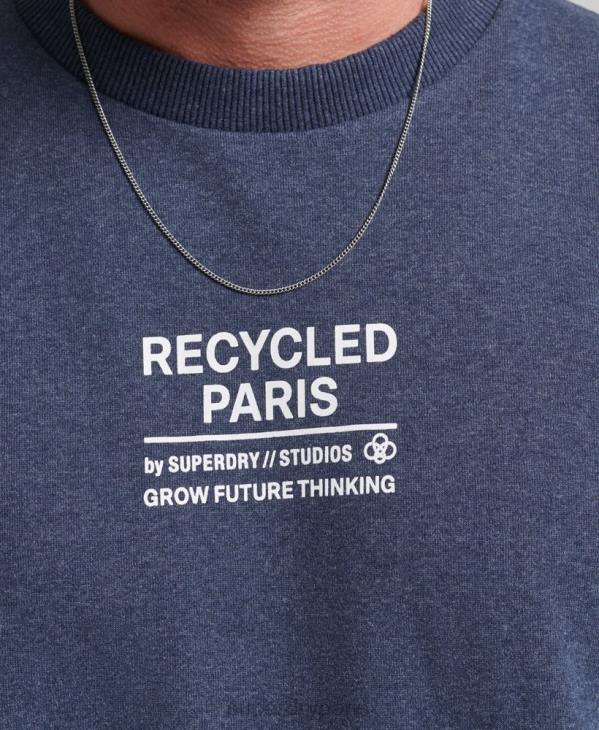 Superdry Hommes sweat city crew recyclé D64Z5011 vêtements bleu