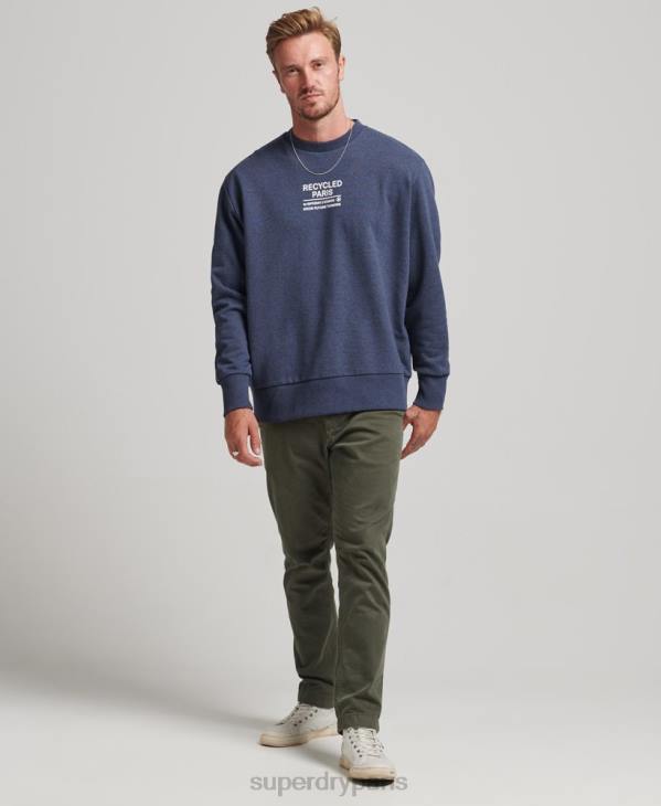 Superdry Hommes sweat city crew recyclé D64Z5011 vêtements bleu