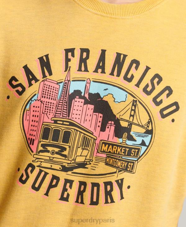 Superdry Hommes sweat city souvenir crew D64Z622 vêtements jaune
