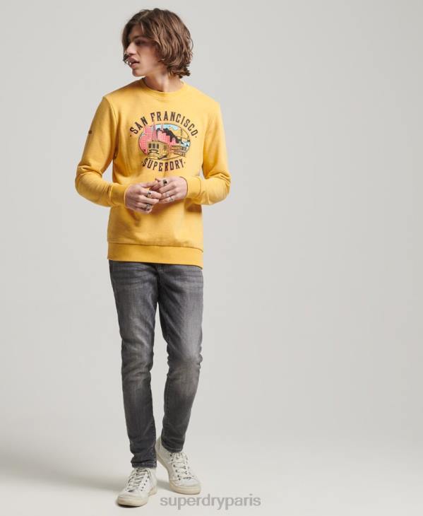 Superdry Hommes sweat city souvenir crew D64Z622 vêtements jaune