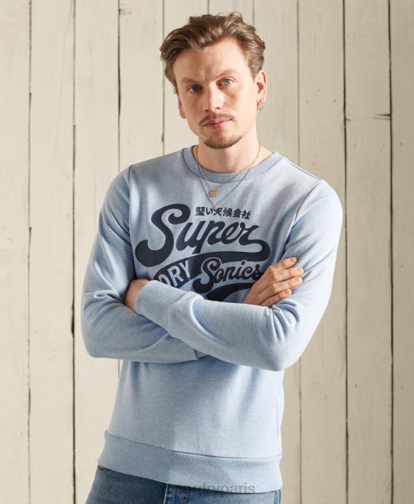 Superdry Hommes sweat à col ras du cou universitaire D64Z870 vêtements bleu