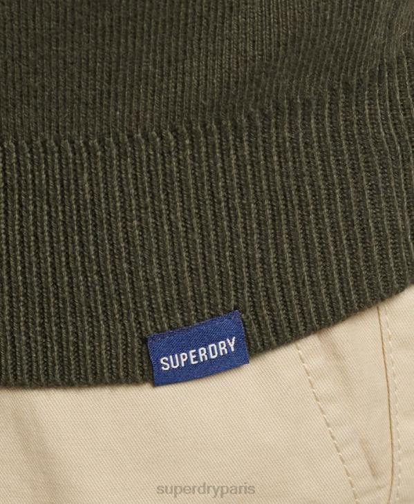 Superdry Hommes sweat col tunisien brodé en coton bio D64Z5243 vêtements vert