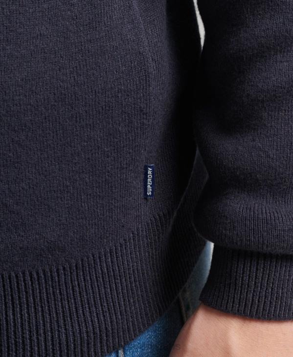 Superdry Hommes sweat col tunisien brodé en coton bio D64Z5308 vêtements marine