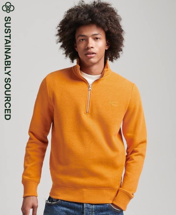 Superdry Hommes sweat demi-zip logo essentiel en coton bio D64Z5063 vêtements jaune