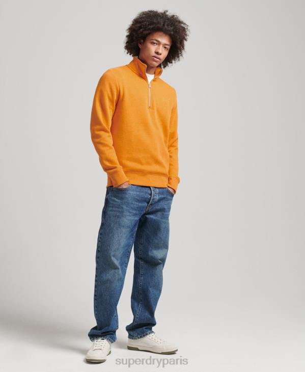 Superdry Hommes sweat demi-zip logo essentiel en coton bio D64Z5063 vêtements jaune