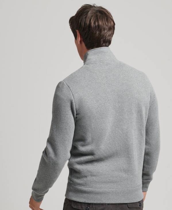 Superdry Hommes sweat demi-zip logo essentiel en coton bio D64Z5080 vêtements gris