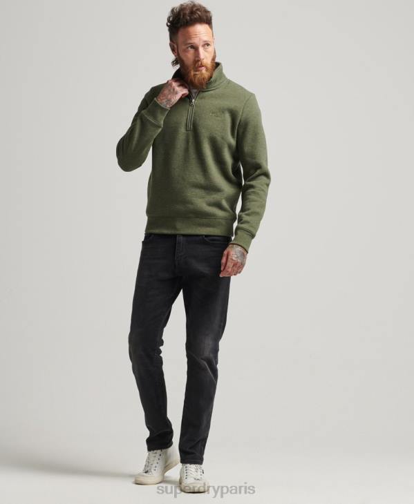 Superdry Hommes sweat demi-zip logo essentiel en coton bio D64Z5092 vêtements kaki