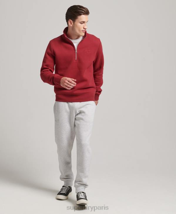 Superdry Hommes sweat demi-zip logo essentiel en coton bio D64Z773 vêtements rouge