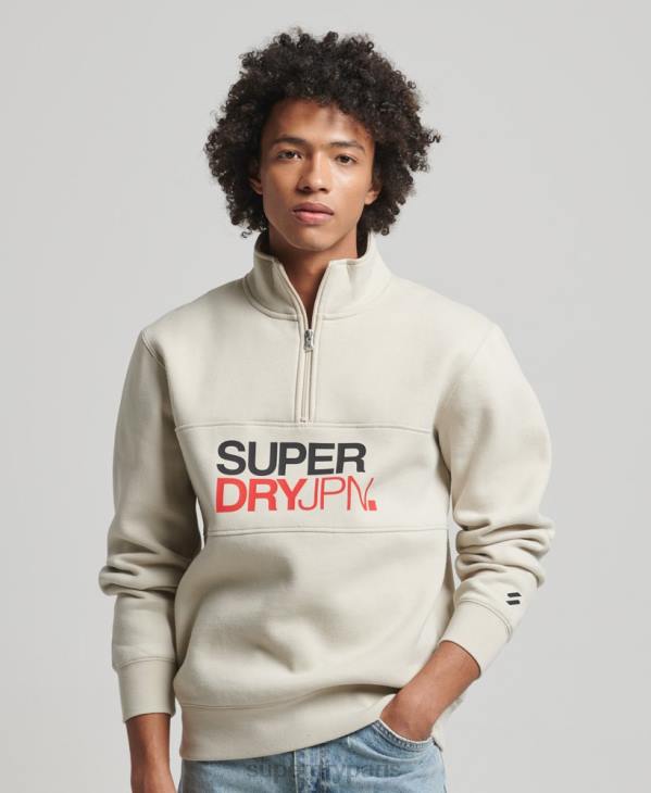 Superdry Hommes sweat demi zip sportswear D64Z726 vêtements beige