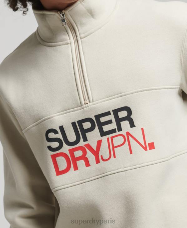 Superdry Hommes sweat demi zip sportswear D64Z726 vêtements beige