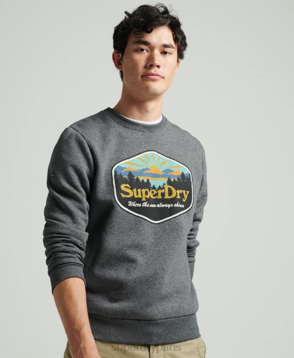 Superdry Hommes sweat graphique carte postale de voyage D64Z4993 vêtements gris foncé