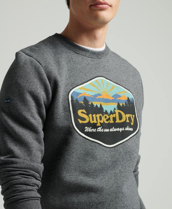 Superdry Hommes sweat graphique carte postale de voyage D64Z4993 vêtements gris foncé