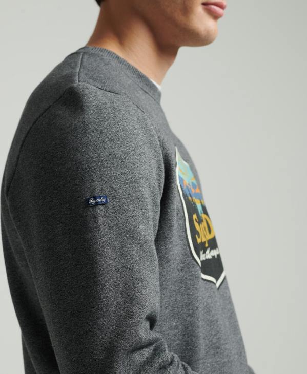 Superdry Hommes sweat graphique carte postale de voyage D64Z4993 vêtements gris foncé