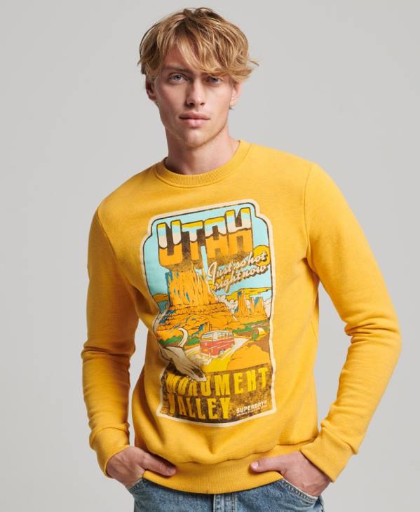 Superdry Hommes sweat graphique carte postale de voyage D64Z5079 vêtements or