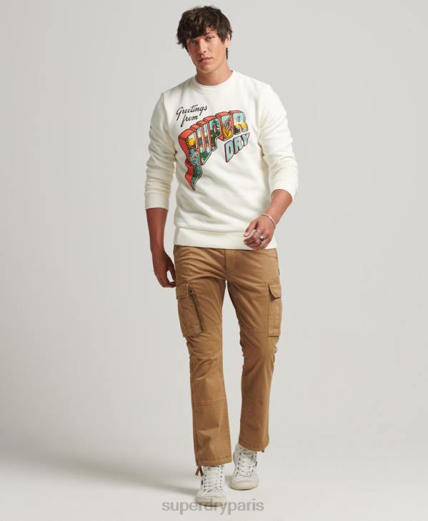 Superdry Hommes sweat graphique carte postale de voyage D64Z5141 vêtements crème