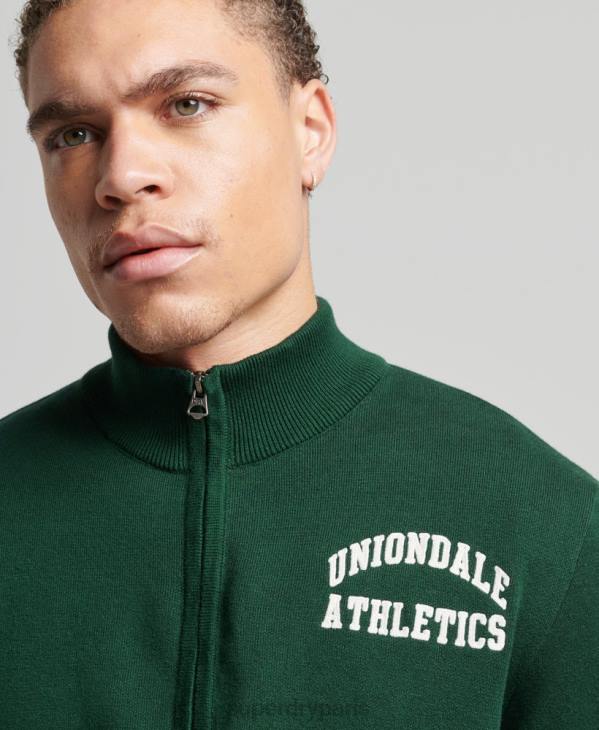 Superdry Hommes sweat henley universitaire vintage D64Z561 vêtements vert