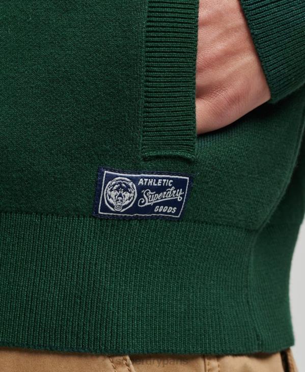 Superdry Hommes sweat henley universitaire vintage D64Z561 vêtements vert