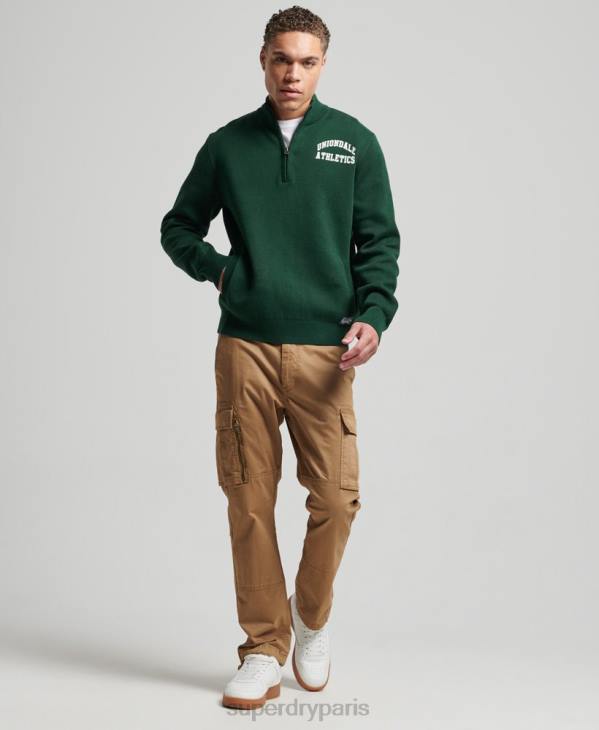 Superdry Hommes sweat henley universitaire vintage D64Z561 vêtements vert