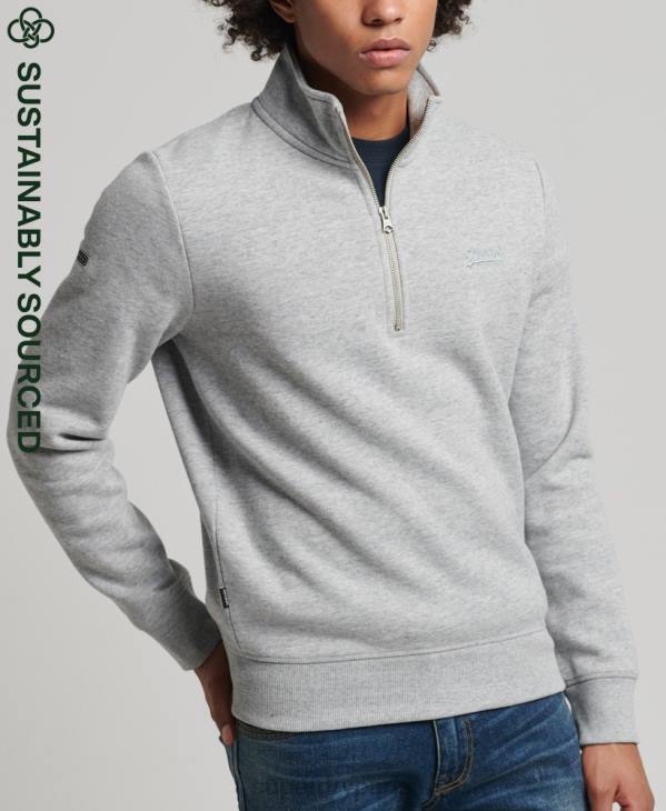 Superdry Hommes sweat henley zippé en coton bio à logo vintage D64Z5003 vêtements gris