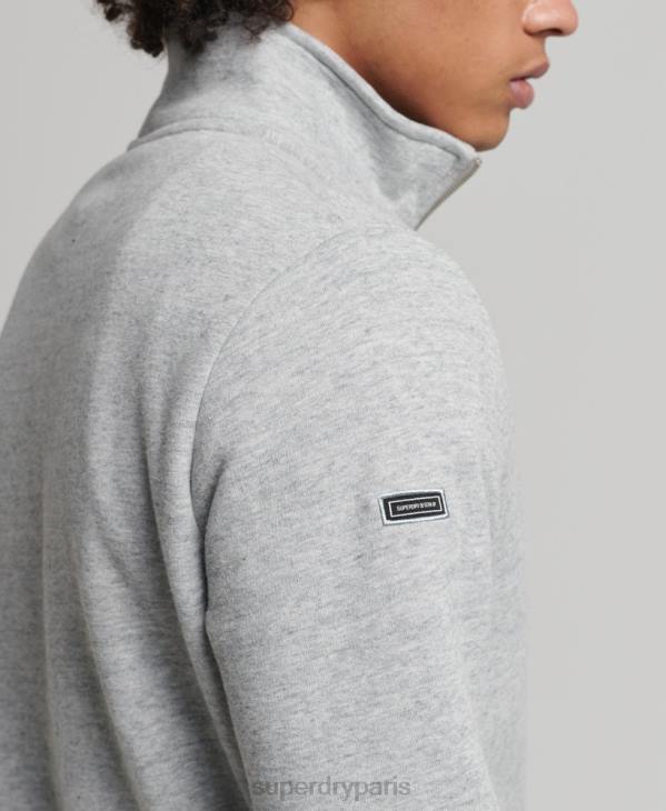 Superdry Hommes sweat henley zippé en coton bio à logo vintage D64Z5003 vêtements gris