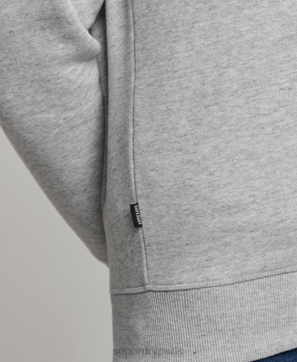Superdry Hommes sweat henley zippé en coton bio à logo vintage D64Z5003 vêtements gris
