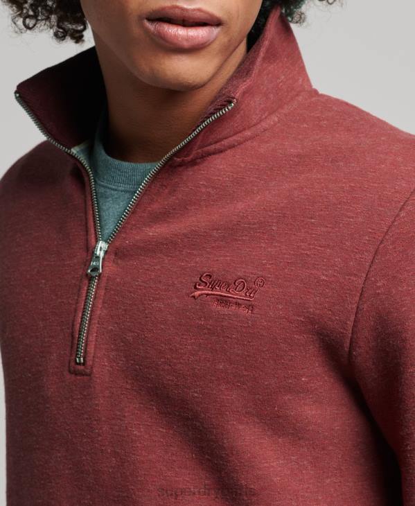 Superdry Hommes sweat henley zippé en coton bio à logo vintage D64Z5034 vêtements rouge