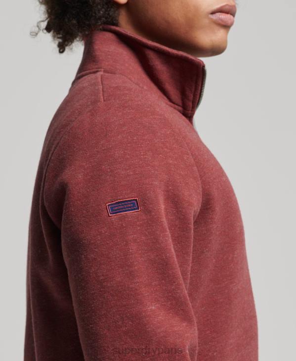 Superdry Hommes sweat henley zippé en coton bio à logo vintage D64Z5034 vêtements rouge