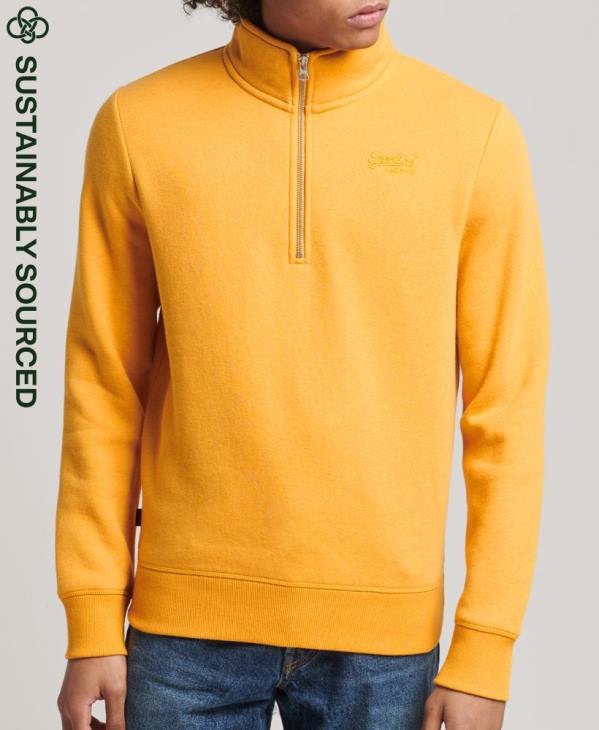 Superdry Hommes sweat henley zippé en coton bio à logo vintage D64Z5042 vêtements jaune