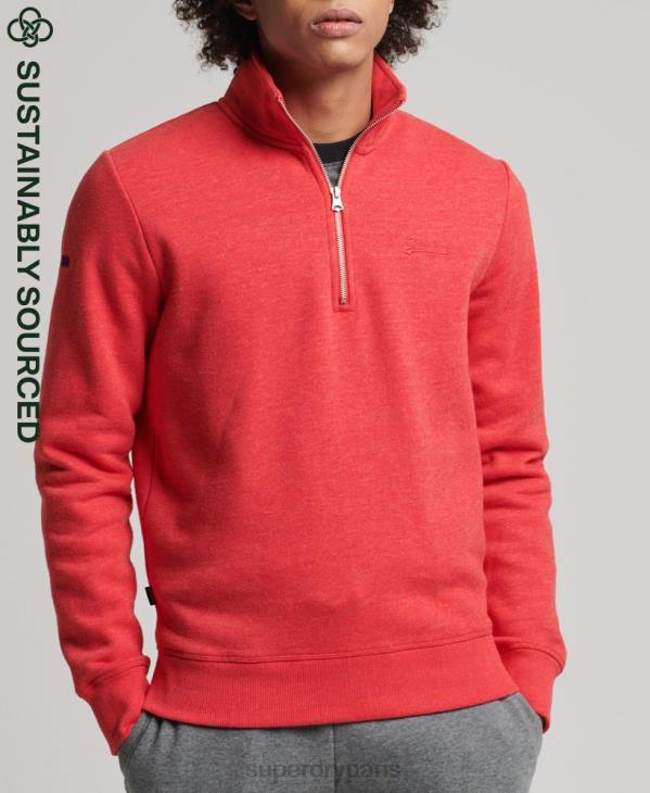 Superdry Hommes sweat henley zippé en coton bio à logo vintage D64Z5071 vêtements rouge