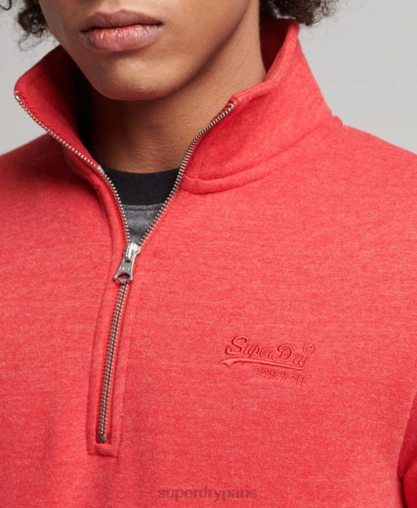 Superdry Hommes sweat henley zippé en coton bio à logo vintage D64Z5071 vêtements rouge