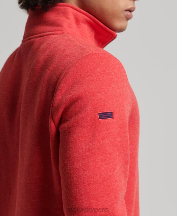 Superdry Hommes sweat henley zippé en coton bio à logo vintage D64Z5071 vêtements rouge