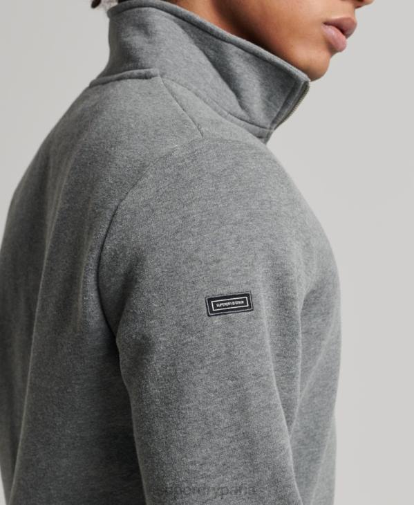 Superdry Hommes sweat henley zippé en coton bio à logo vintage D64Z5076 vêtements gris