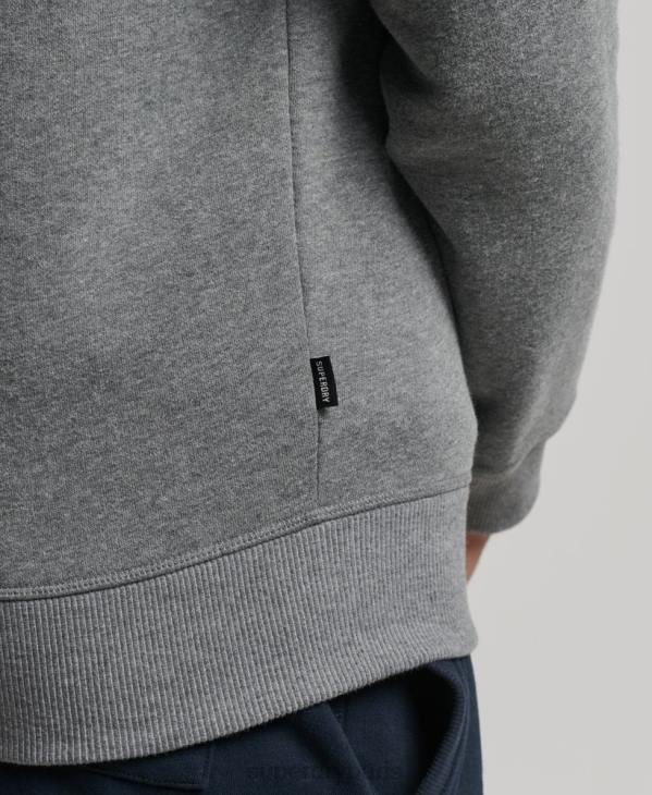 Superdry Hommes sweat henley zippé en coton bio à logo vintage D64Z5076 vêtements gris
