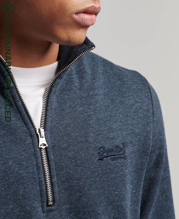 Superdry Hommes sweat henley zippé en coton bio à logo vintage D64Z5086 vêtements marine