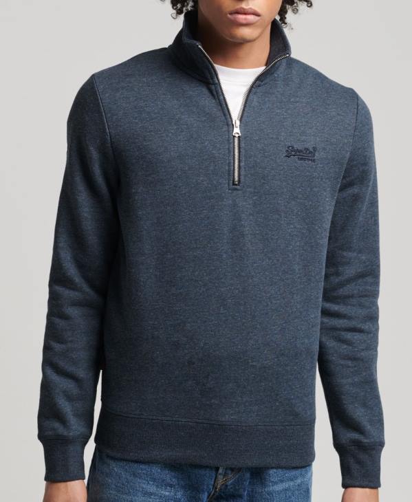 Superdry Hommes sweat henley zippé en coton bio à logo vintage D64Z5086 vêtements marine
