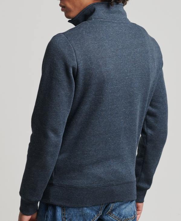 Superdry Hommes sweat henley zippé en coton bio à logo vintage D64Z5086 vêtements marine
