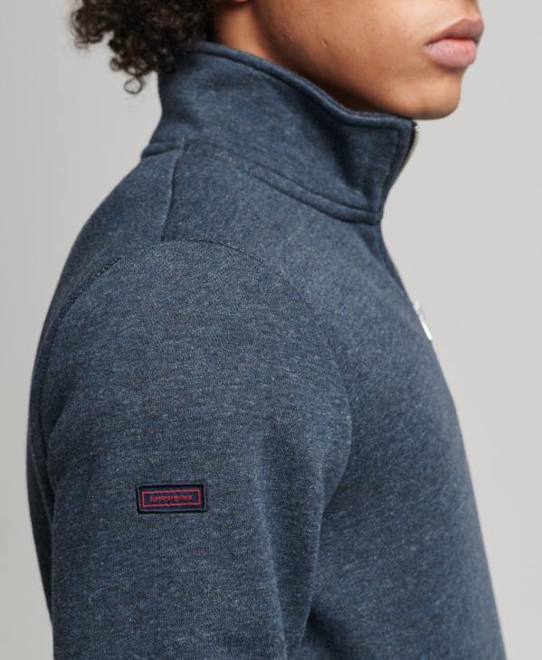 Superdry Hommes sweat henley zippé en coton bio à logo vintage D64Z5086 vêtements marine